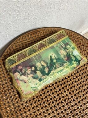 Vintage Last Supper Decorative Pouch in Green and Gold